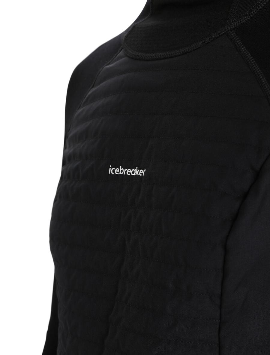 Women's Icebreaker ZoneKnit™ Merino Insulated Long Sleeve Hoodie Base Layers Black | CA 1062ZUTG